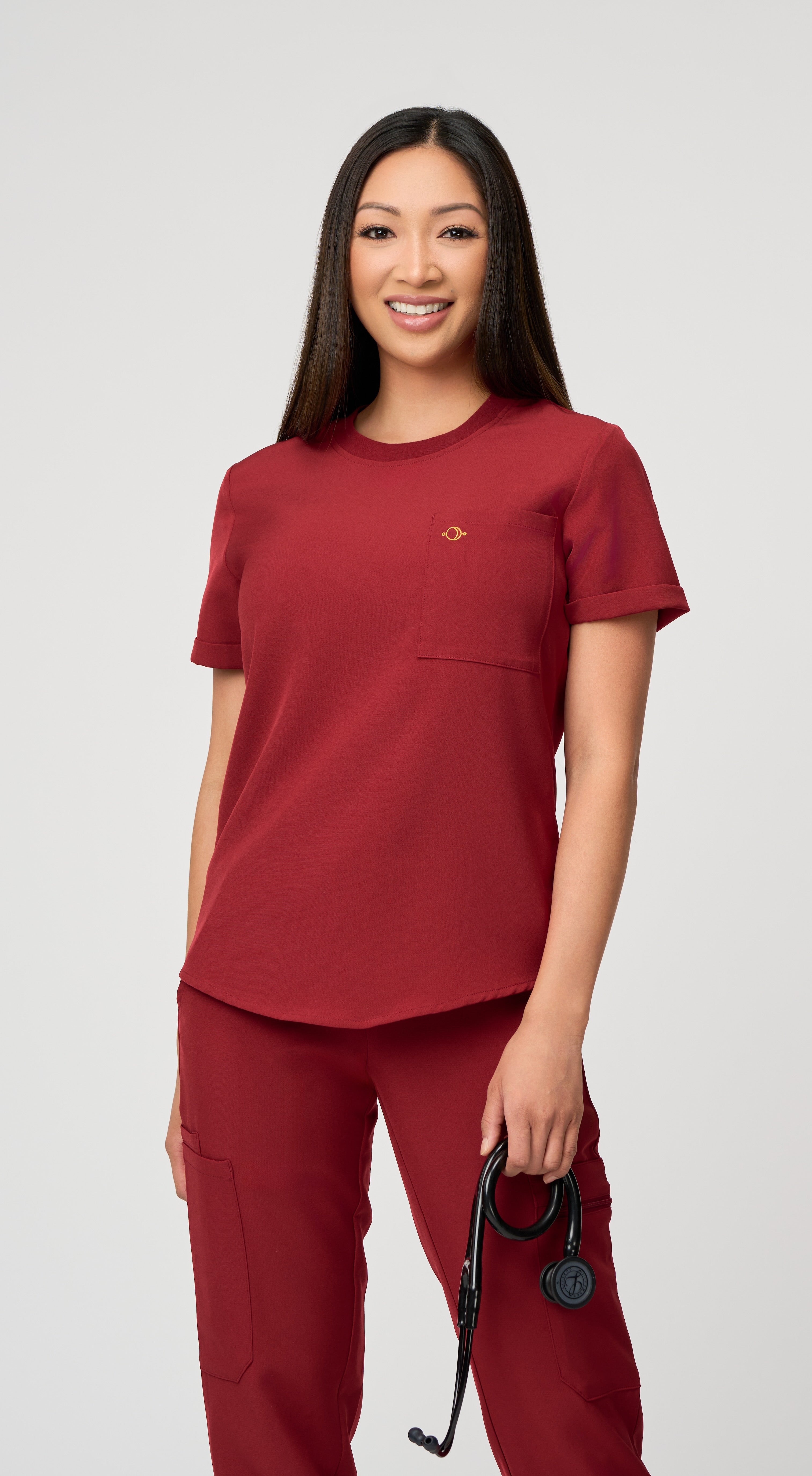 Estelle 1-Pocket Crewneck Scrub Top